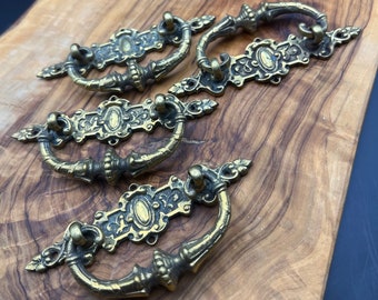 ornate antique Brass cabinet handles / pulls- 4 pieces.