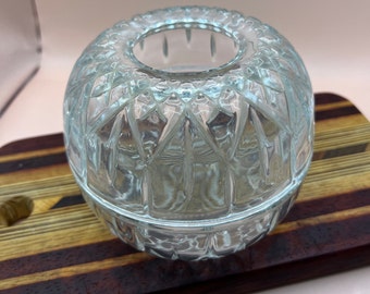 Vintage Homco Clear Glass Fairy Lamp Diamond Pattern Tealight Candle Holder 2 pieces