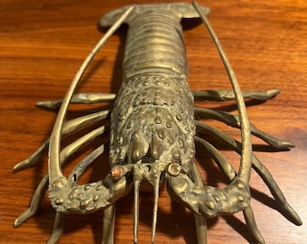 Brass rock lobster vintage wall hanging. cray fish, mcm,