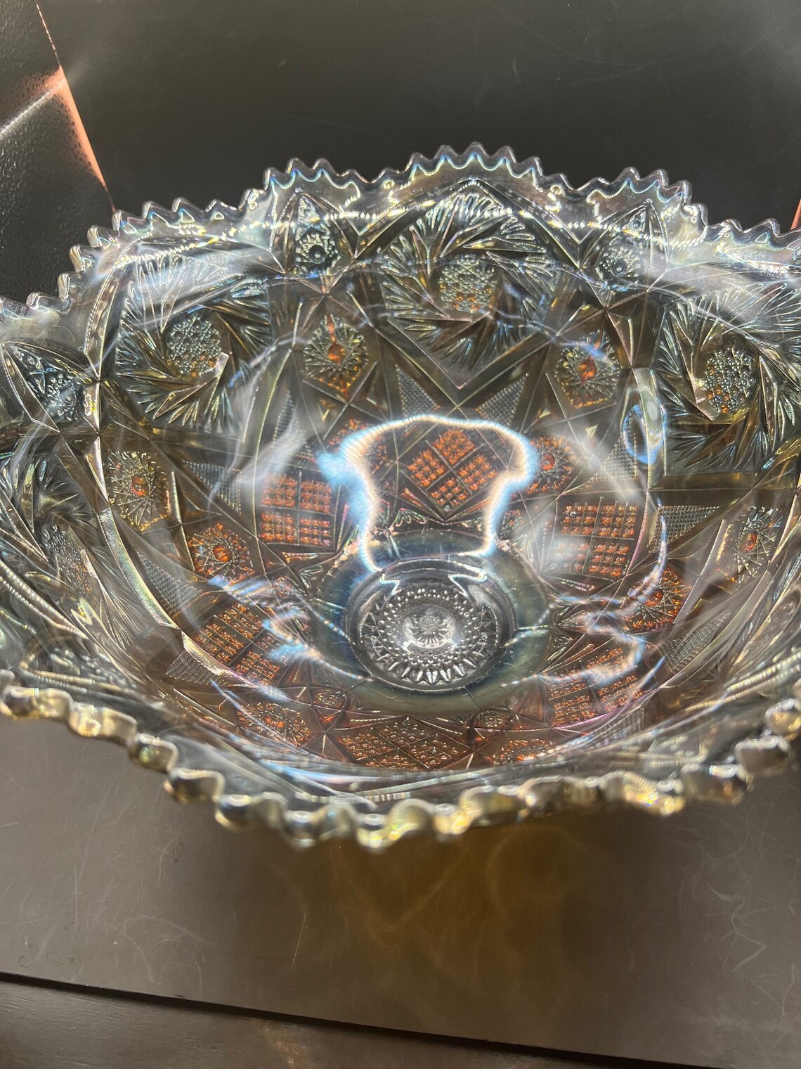 Imperial Glass Punch Bowl With 7 Cups Smoke or Peacock Etsy