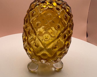Fenton 3 footed Pinapple amber art glass