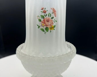 Vintage 2 piece Fairy Lamp- Clear Satin with rose Decals