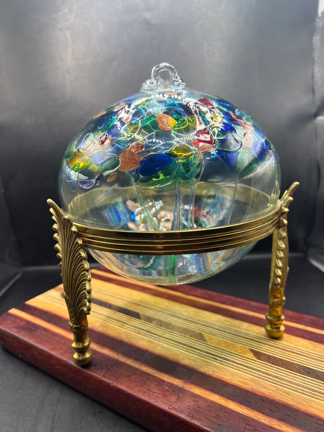 Witch Ball. Extra Large Over 6 Colorful Blown Glass. Good Omen. Wards