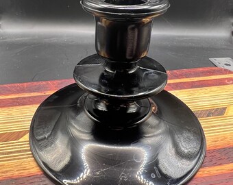 black amethyst glass candle stick holder