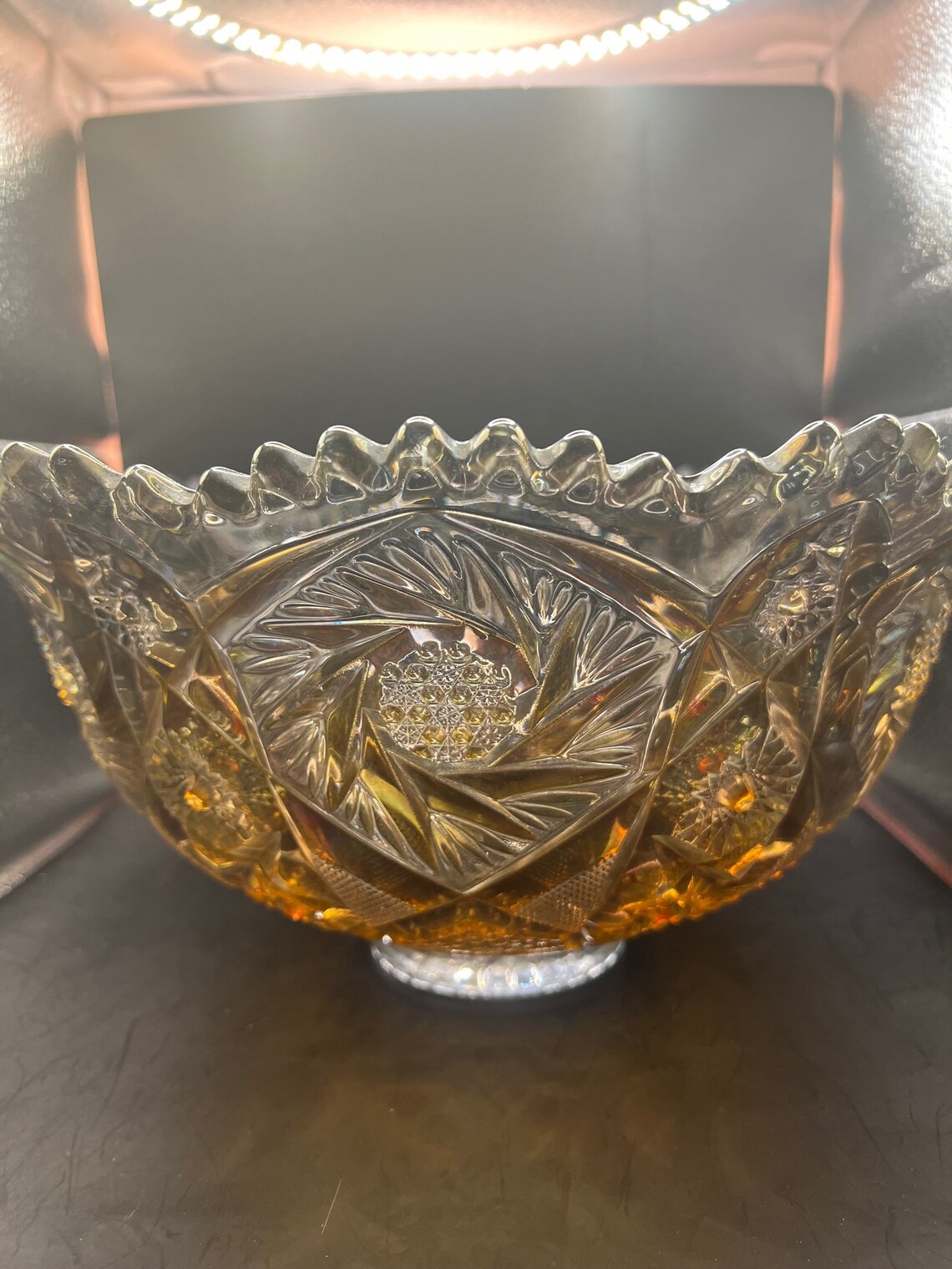 Imperial Glass Punch Bowl With 7 Cups Smoke or Peacock Etsy