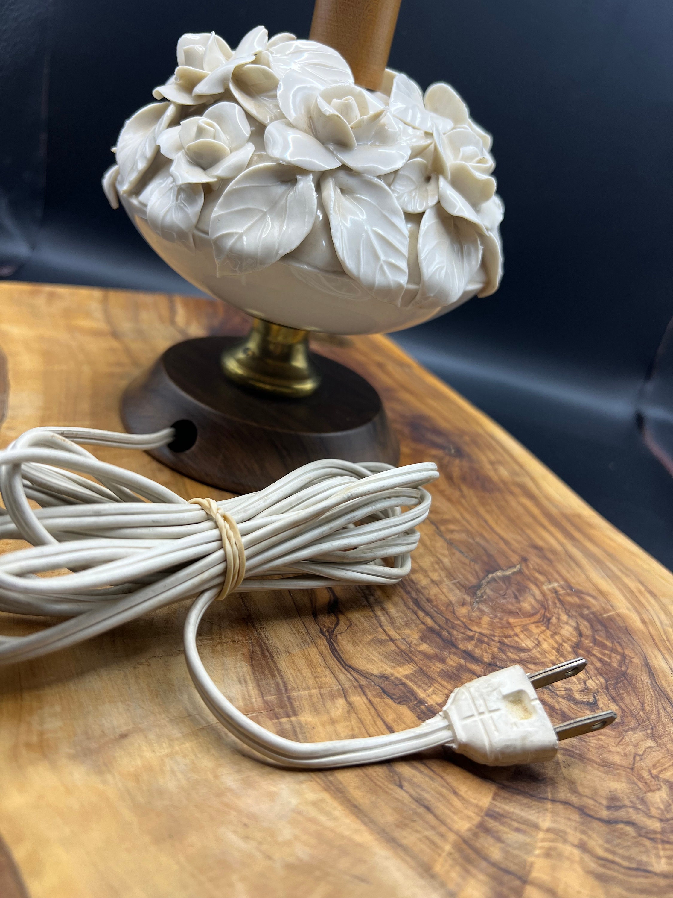 Porcelain Flower Lamp Mcm Cottage Core Etsy