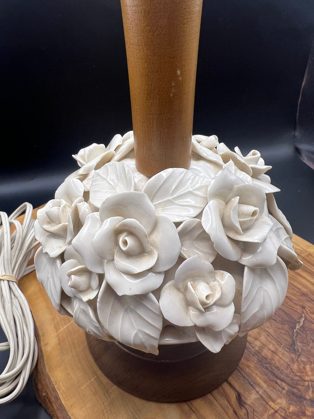 Porcelain Flower Lamp Mcm Cottage Core Etsy