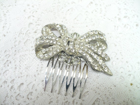 Antique Art Deco Rhinestone Hair Comb Vintage Wedding OOAK Vintage 1920s Rhinestone Bridal Hair Comb 1/PAIR, Art  main image 3