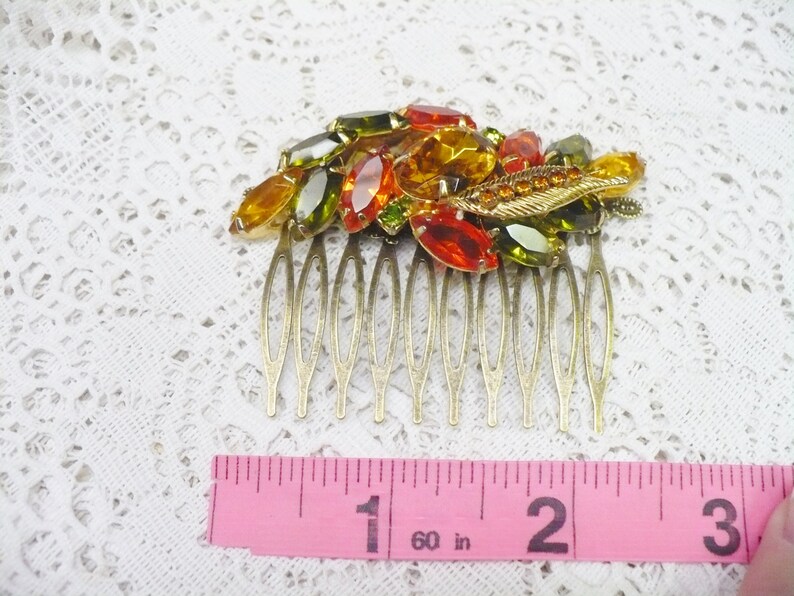 Vintage Fruit Salad Multi Color RHINESTONE Hair Comb Brooch - Etsy