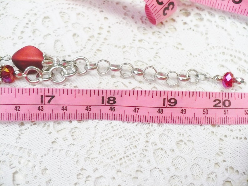 OOAK Vintage Authentic 1920s Rhinestone Art Deco PendantRed BeadedCrystal 2 Strand Necklace-silver tone-adjustable-GATSBY Bride-Bridesmaid