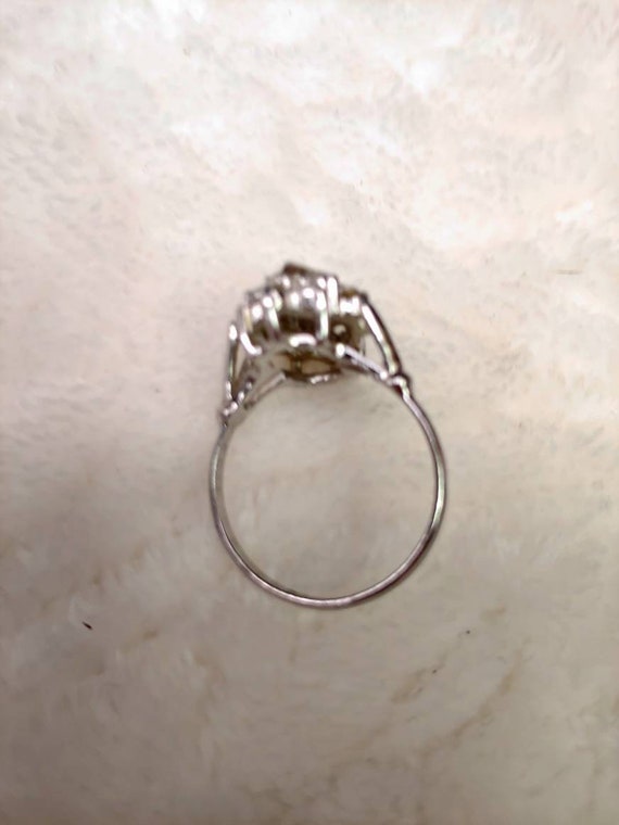 Large vintage rhinestone statement ring-silver to… - image 5