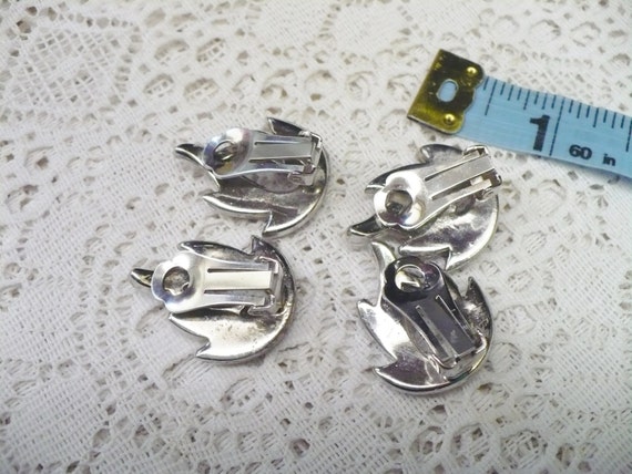 Authentic 1940s Vintage Art Deco RHINESTONE Earri… - image 4