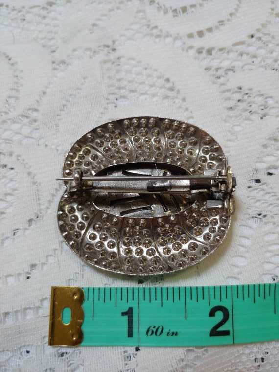 Vintage authentic 1920s art deco rhinestone brooc… - image 3