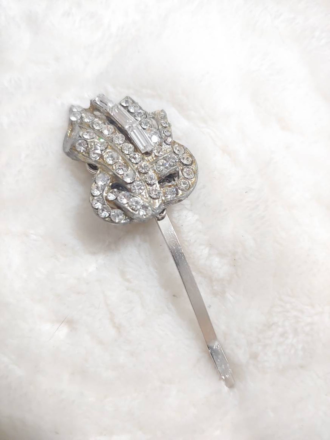 Antique Vintage 1920s 30s Art Deco Silver Floral Hairpin Antique 1920s Hair Clip - Etsy main image 3