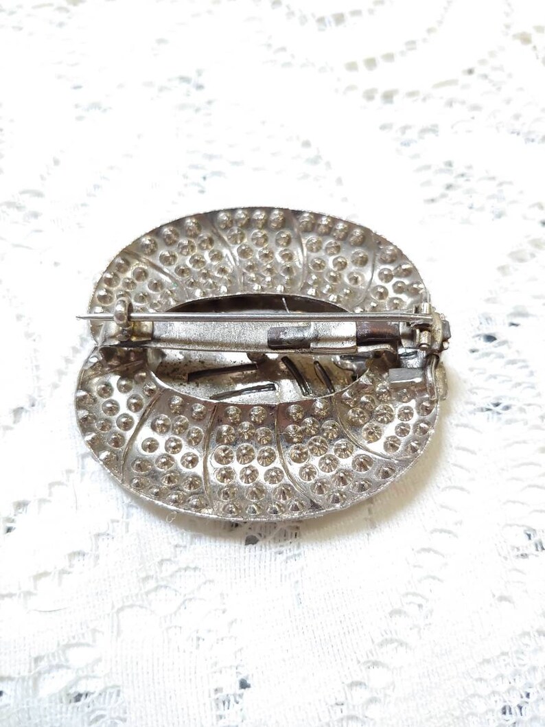 Vintage authentic 1920s art deco rhinestone brooch in silver tone pot metal-repurpose 1920s vintage-gatsby wedding-flapper hair piece-1930s image 2