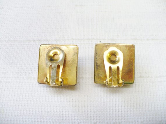 FABULOUS Vintage Green Rhinestone Earrings - gold… - image 3