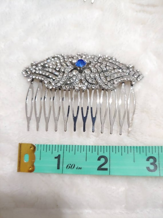 Authentic Vintage 1920s Art Deco Clear/blue RHINESTONE Hair  display picture 1