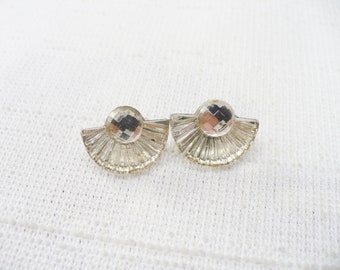 LOVELY Vintage Clear Acrylic Rhineone Earrings - Fan motif - Bridesmaid gifts - Bridal - Rustic wedding - pierced post back - ONE (1) gift