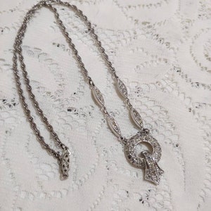 A STUNNING Vintage Rhinestone Necklace -bridal wedding piece-silver tone metal-bridesmaid gift-formal vintage gift piece-mother of the bride