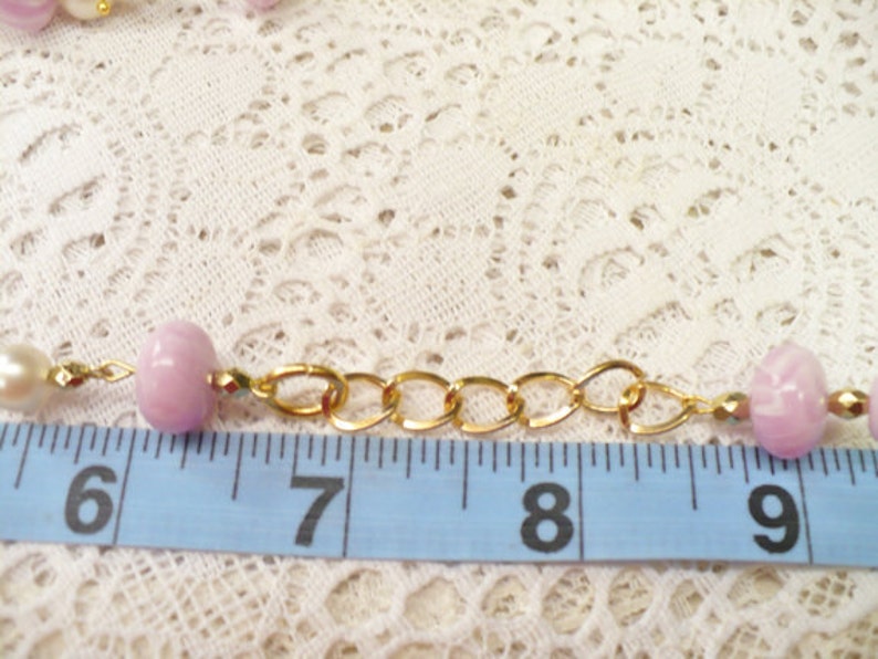 WEDDING- Bridesmaid Adjustable Pierced dangle gold tone OOAK Vintage Lavender BeadedIvory Matte PEARL NecklaceEarringsBracelet Set
