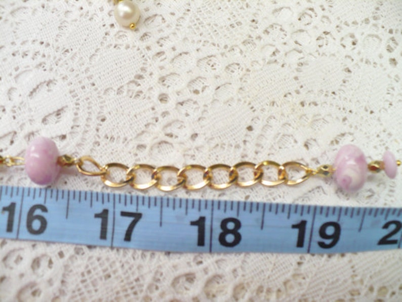 WEDDING- Bridesmaid Adjustable Pierced dangle gold tone OOAK Vintage Lavender BeadedIvory Matte PEARL NecklaceEarringsBracelet Set