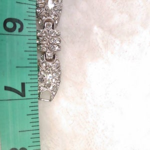 Stunning Vintage 1920s Art Deco Rhinestone Bracelet-silver tone metal-gatsby wedding-flapper bridesmaid-rhodium plated pot metal-wedding image 3