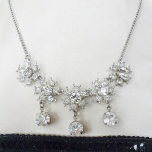 Authentic Vintage 1920s Art Deco RHINESTONE Necklace - silver tone metal - pot metal - gatsby wedding - FLAPPER Style - Downton Abbey gift