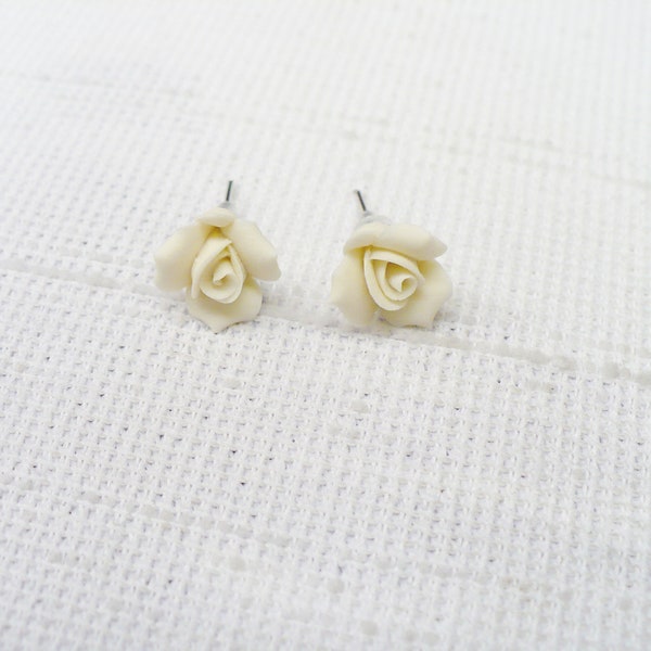 Stunning Vintage Ivory Cream Porcelain flower Earrings - These are 11mm and are perfect for the bidesmaids-rustic wedding - ONE (1) Bridal