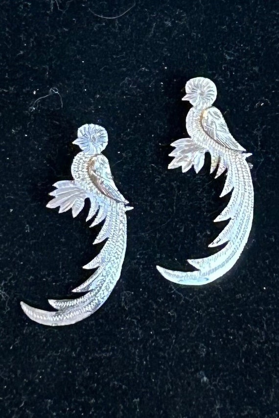 Pair of tropical Parrot brooches Sterling