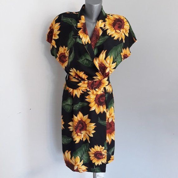 Mondi Sunflower Wrap Dress - Vintage 1990s, Medium