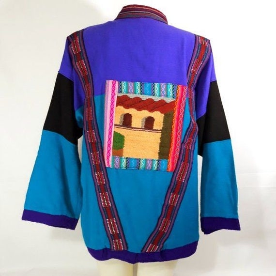 80s/90s Ecuadorian Color Block Jacket Otavalo - image 3