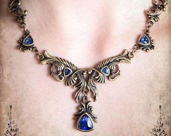 Collier Victorien Antique Abigale - Bijou médiéval steam punk fait main avec zircon