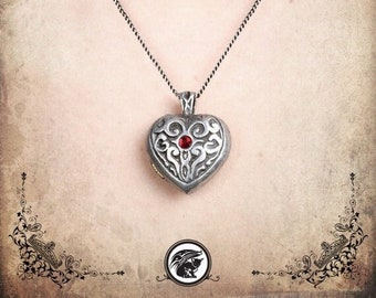 Celtic Heart Locket Pendant victorian jewelry - Handmade medieval necklace with swarovski