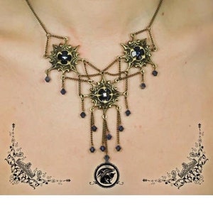 Victorian necklace Mastema jewelry - Handmade medieval necklace with swarovski