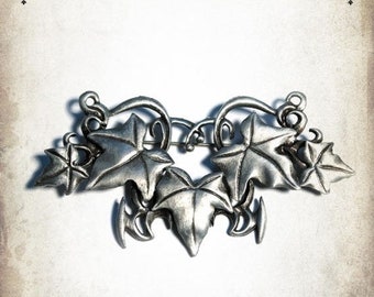 Medieval leaf Ostara elven brooch jewelry - Handmade pewter jewelry for LARP