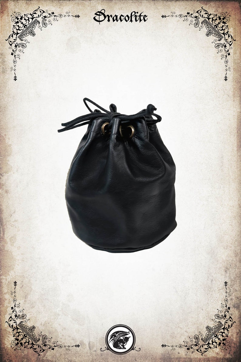Pouch Eyelets Drawstring Medium Flexible Leather Pouch Medieval Leather for LARP, Action ...