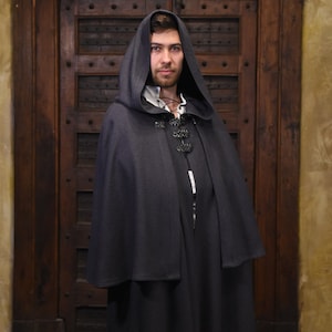 Monastique Cape wool clothing - Medieval cloak for men LARP costume and cosplay