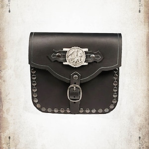 Square griffin pouch leather purse for LARP, action roleplaying and cosplay