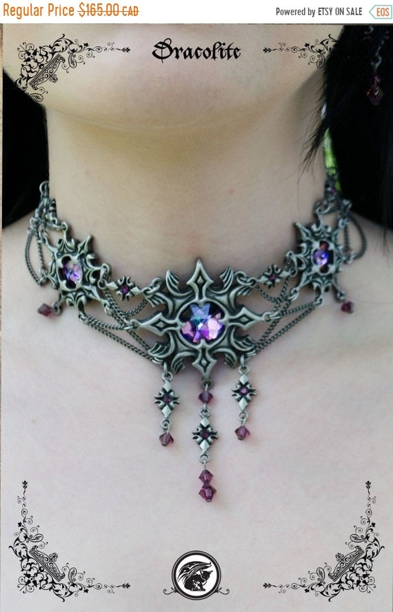 スワロフスキー 使用 ハンドメイド ネックレス チョーカー カメオ 37cm