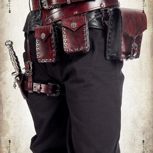 Rogue leather belt for LARP, action roleplaying and cosplay