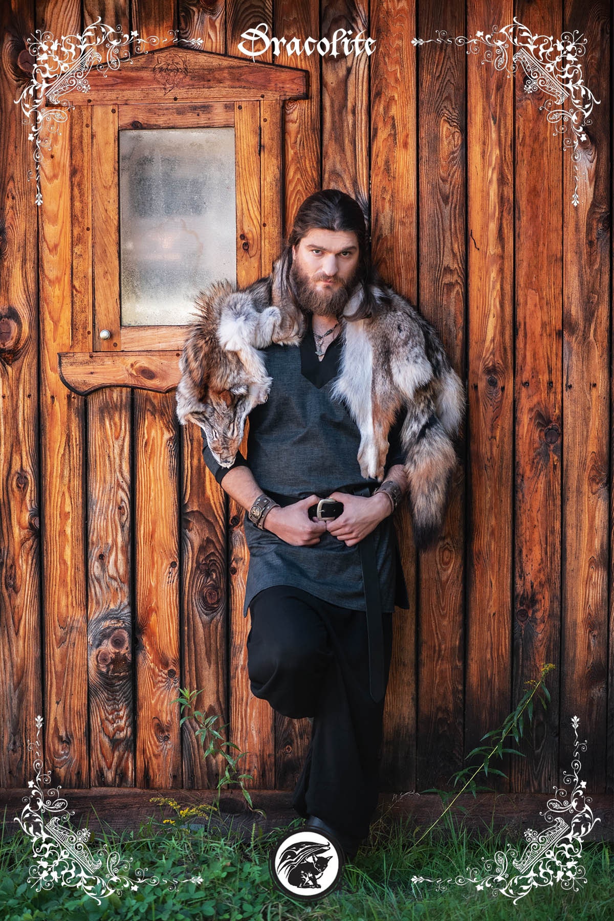 Mens viking top fur coat