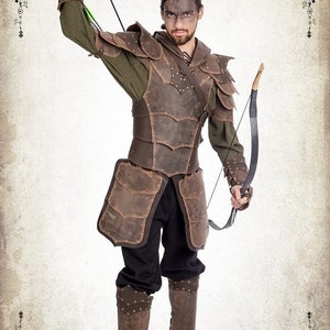 Conjunto de armadura de couro artesanal para ranger - Fantasia para cosplay LARP