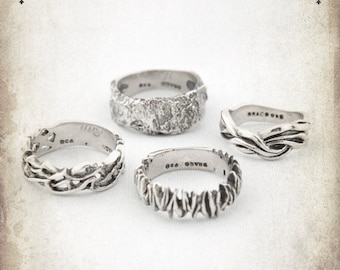 Elemental ring Earth / Water / Fire / Air Medieval wedding ring - Sterling silver 925