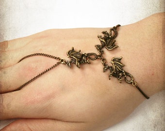 Dragonflight Hand-Flower jewelry - Handmade medieval Dragon bracelet