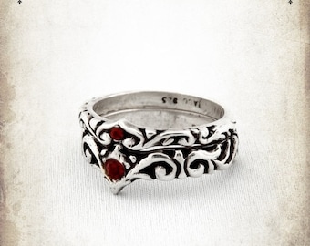 Anillo de boda medieval dúo - Plata de ley 925