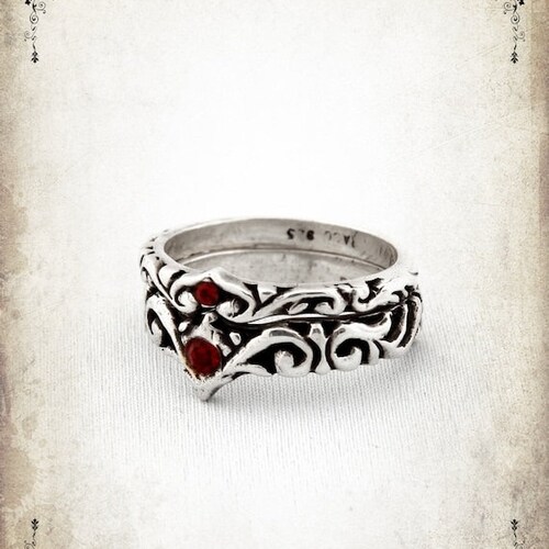 Duo Medieval Wedding Ring Sterling Silver 925 Etsy