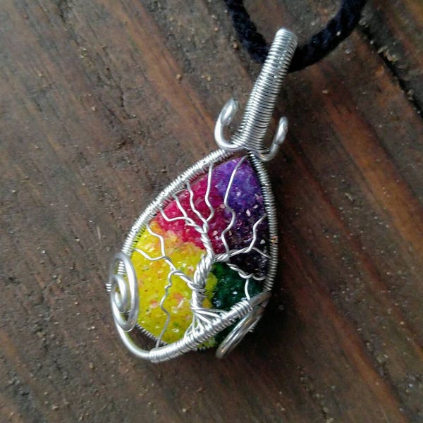 Tree of Life Pendant / Silver / Stone Jewelry / Rainbow Quartz / Druzy Jewelry / Tree of Life / Tree of Life Pendant / Pendant / Jewelry