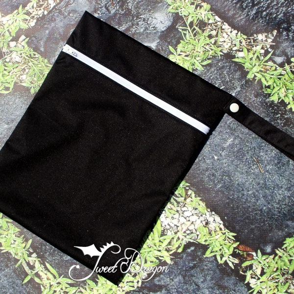 Small Wetbag Black PUL with White Zipper