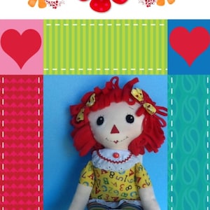 Easy Cloth Rag Doll PDF Pattern Back to School Raggedy Ann  22&quot; Rag Doll Pattern- Easy Beginner PDF Sewing Patterns by Peekaboo Porch