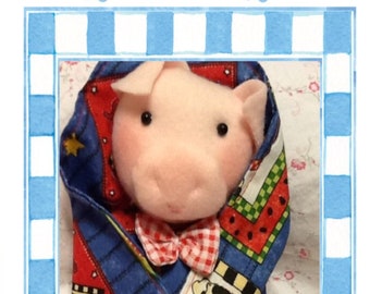 Easy Cloth Rag Doll PDF Pattern Piggy in a Blankie Swaddle Baby Animal for Boy & Girl! - Easy Beginner PDF Sewing Patterns by Peekaboo Porch